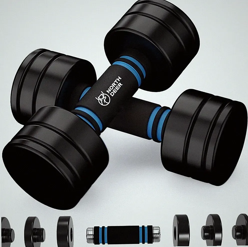 Steel Dumbbells Adjustable Black Coated Weight Set with Foam Handles for Home