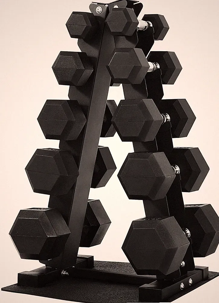 Storage Rack Dumbbells 160-550LB Rubber Hex Dumbbell Set with Cast Iron Solid