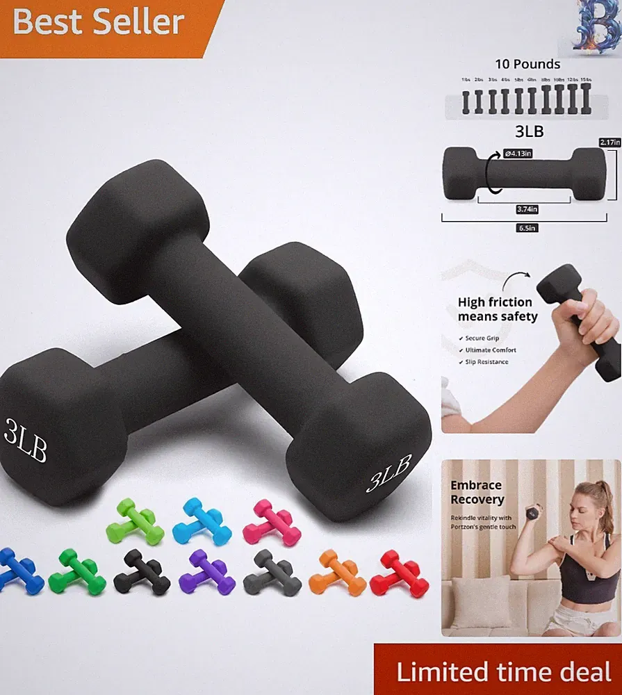 Stylish 2-Piece Neoprene Dumbbell Set (1-15 LB) - Perfect for Daily Workouts