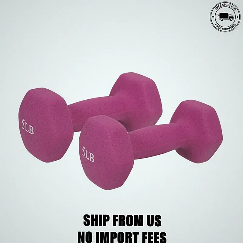 Sunny Health and Fitness Hex Dumbbells, Fuschia, 5 lb Pair
