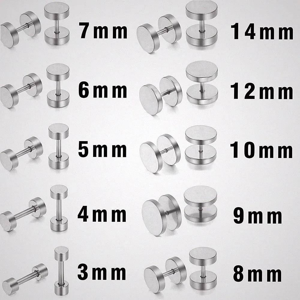 Surgical Stainless Steel Men Women Ear Piercing Barbell Dumbbell Stud Earrings