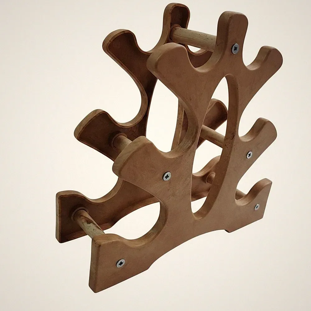 Three-Tier Dumbbell Rack Natural Wood 3 Tier Dumbbell Rack Open Frame