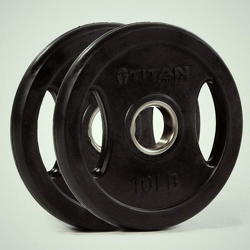 Titan Fitness 10 LB Pair Black Grip Plates, Cast Iron and Rubber Coating