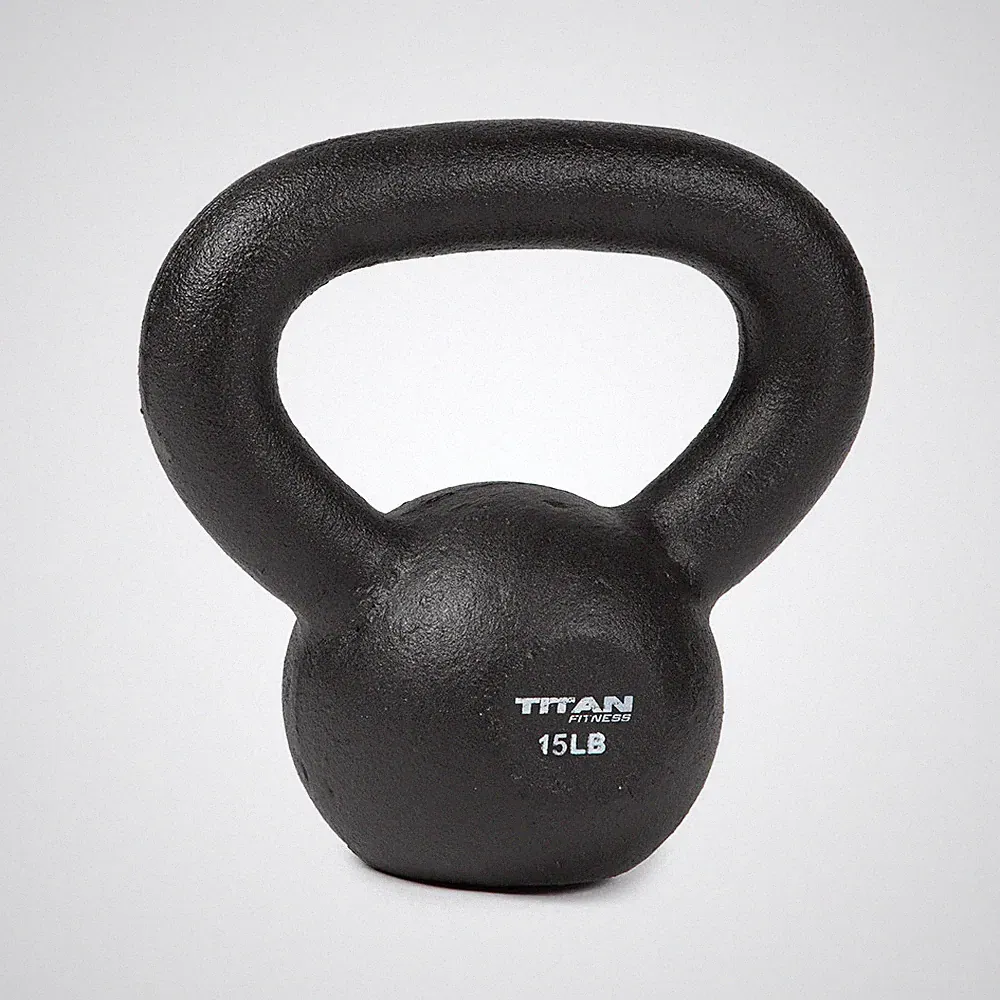 Titan Fitness 15 LB Cast Iron Kettlebell, Single Piece Casting, LB Markings