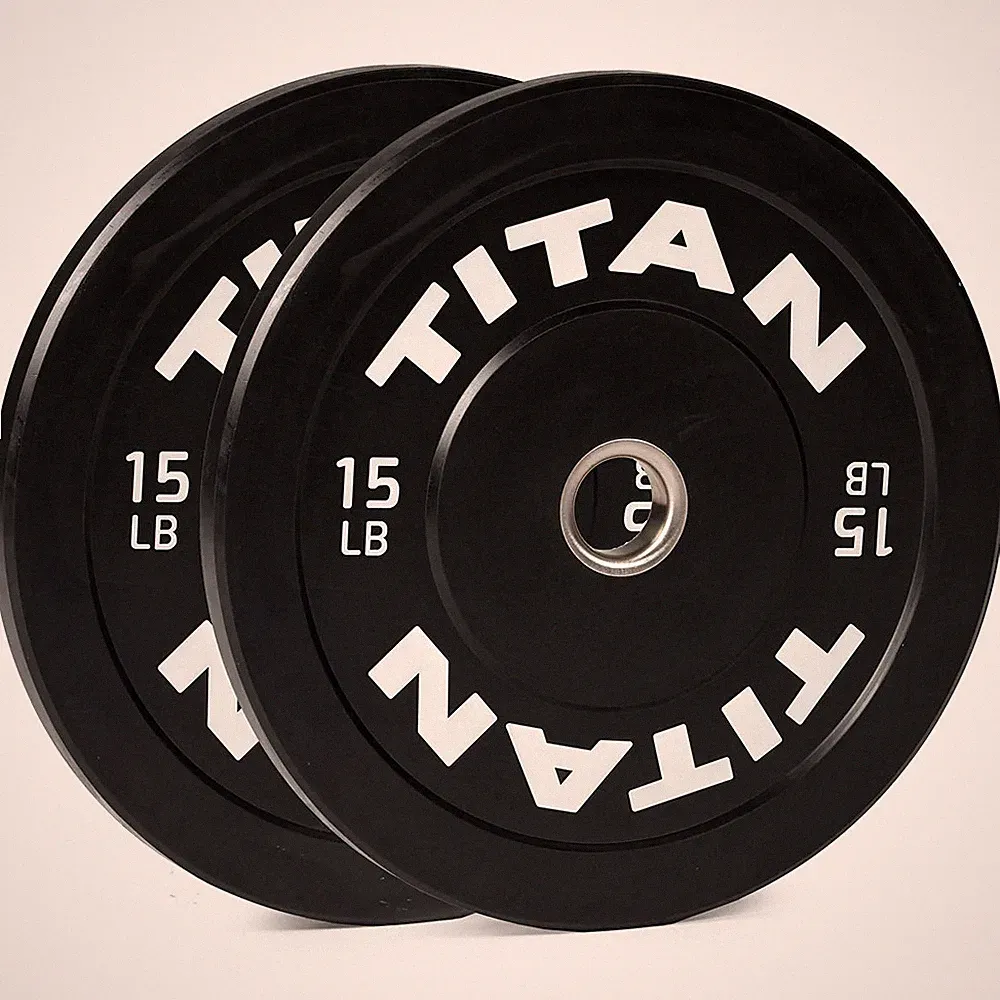 Titan Fitness 15 LB Pair Economy Series Black Olympic Bumper Plates