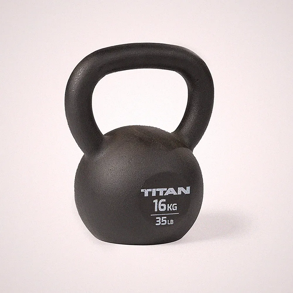 Titan Fitness 16 KG Cast Iron Kettlebell, Single Piece Casting, KG and LB Markin