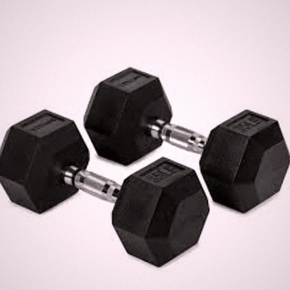 TITAN FITNESS (2 PACK) Black Rubber Coated Hex Dumbbell Single 35lb HEXDBB_35