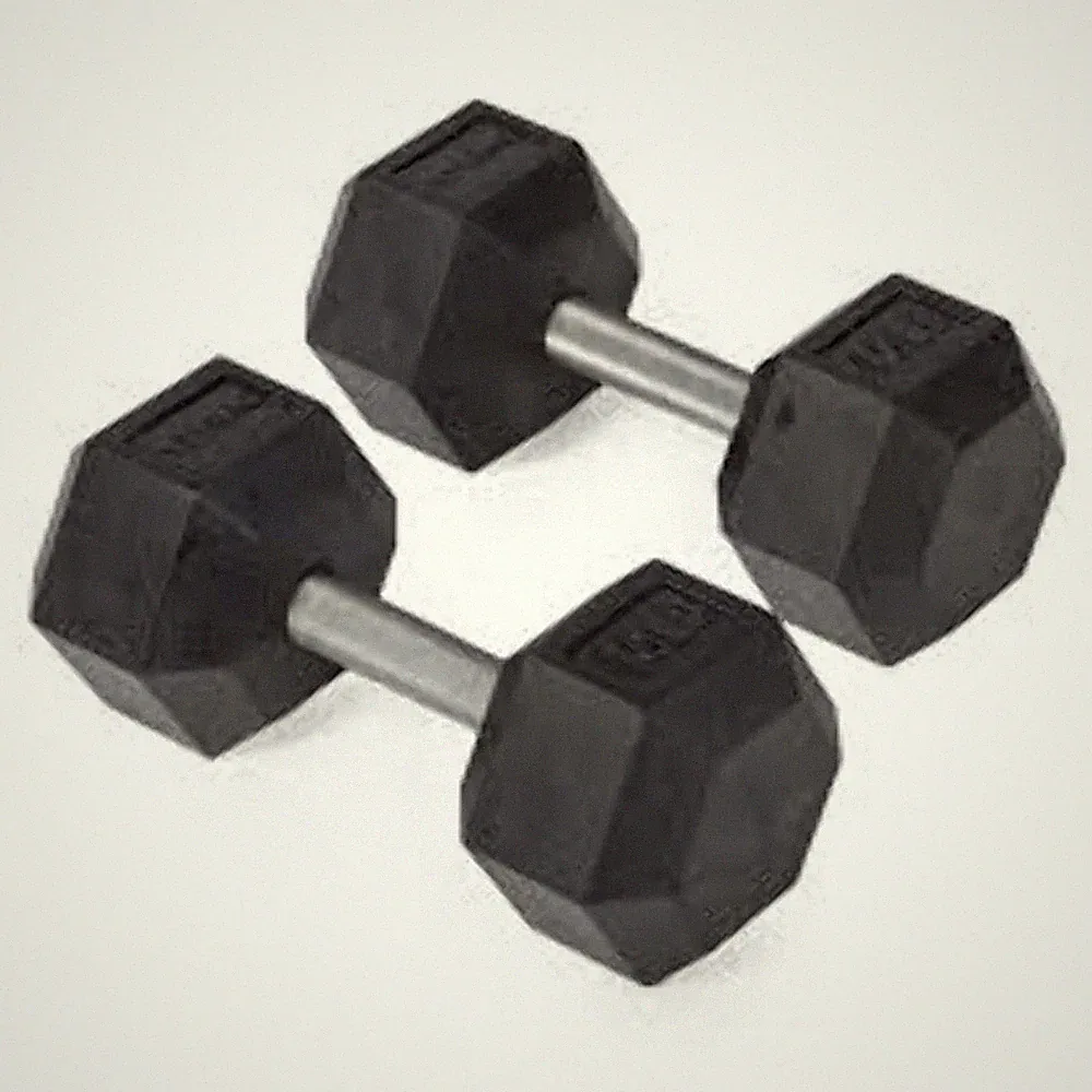 TITAN FITNESS (2 PACK) Black Rubber Coated Hex Dumbbell Single 40lb HEXDBB_40