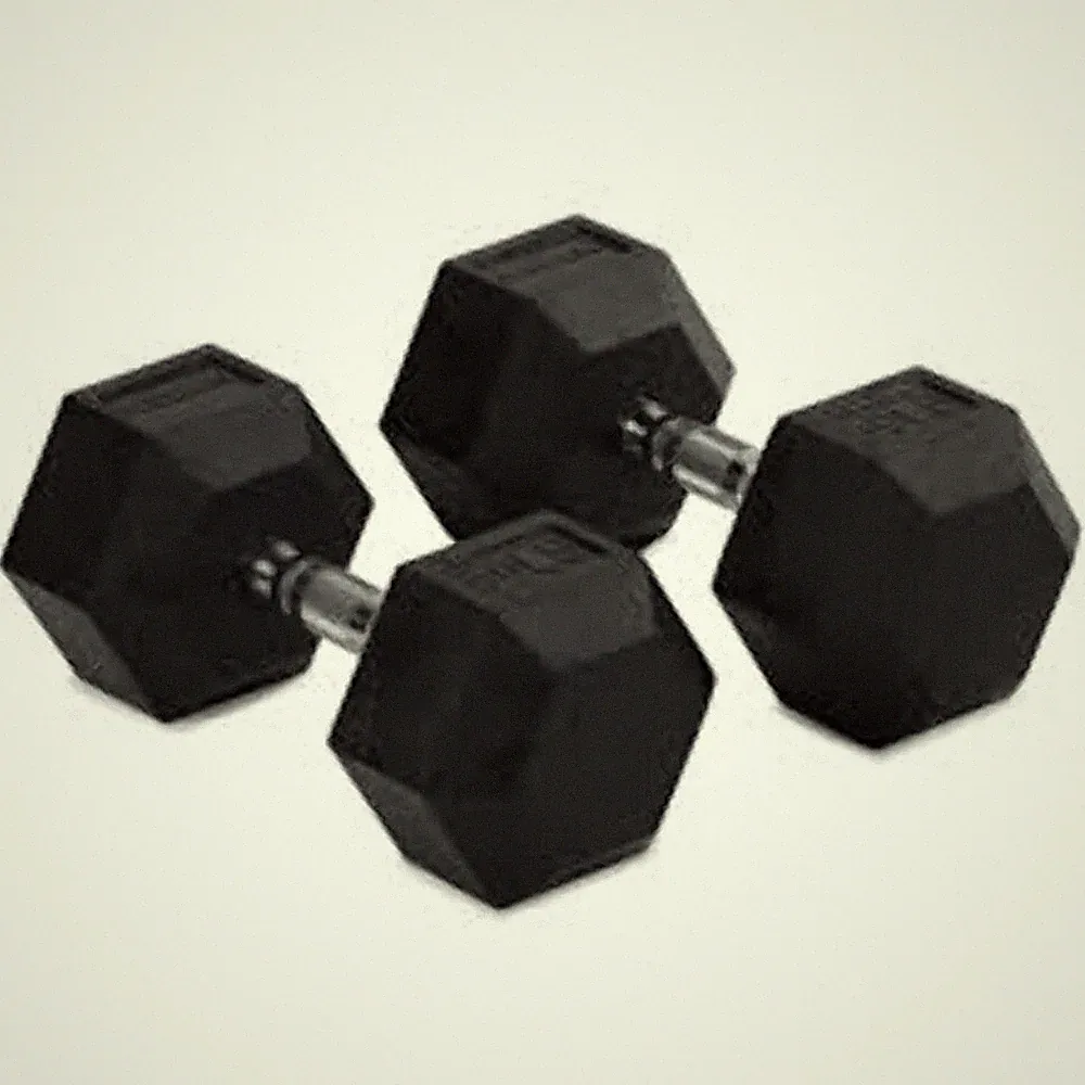 TITAN FITNESS (2 PACK) Black Rubber Coated Hex Dumbbell Single 45lb HEXDBB_45