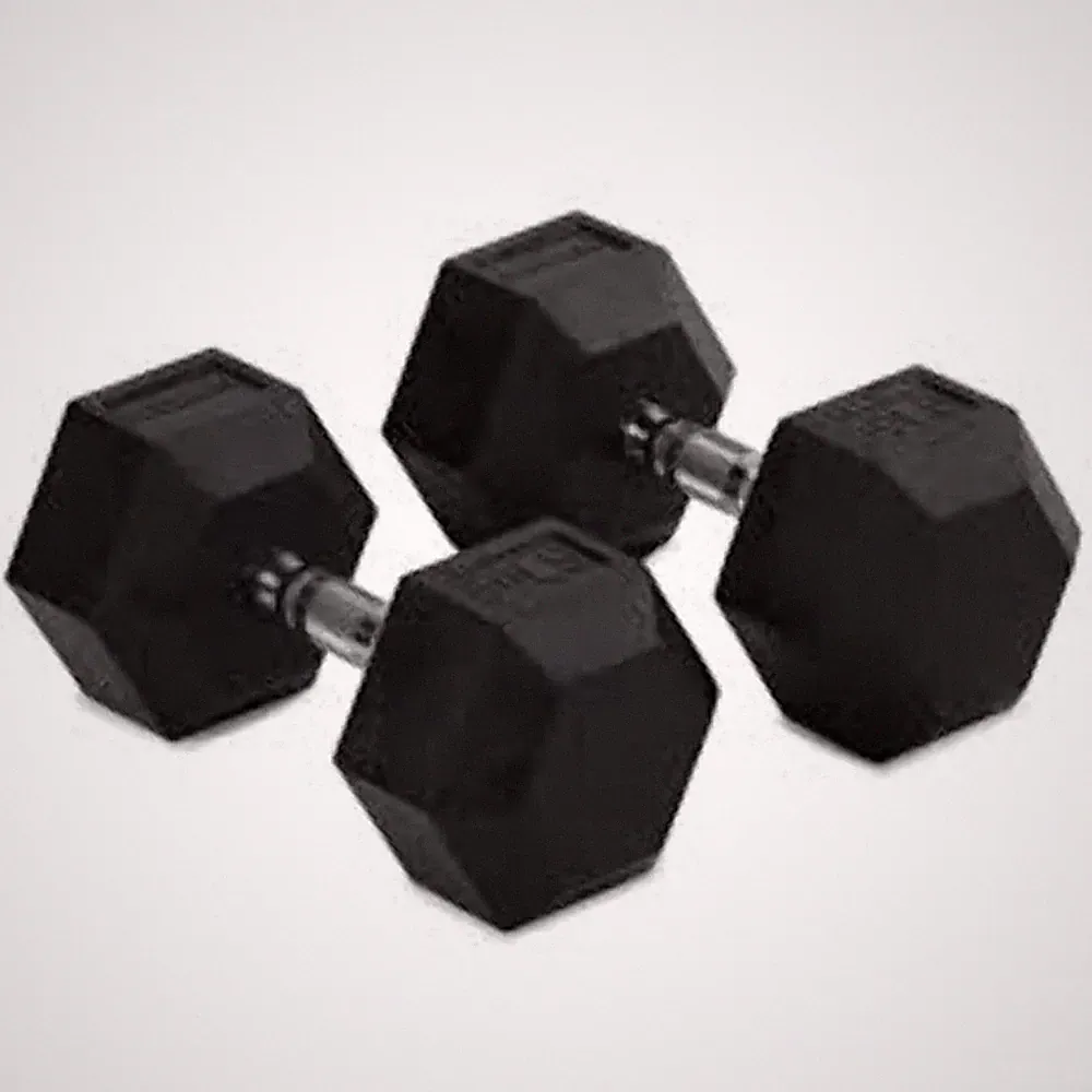 TITAN FITNESS (2 PACK) Black Rubber Coated Hex Dumbbell Single 50lb HEXDBB_50