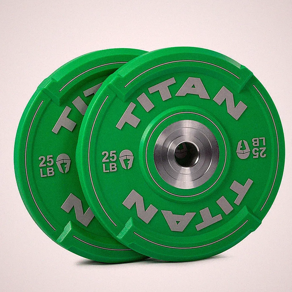 Titan Fitness 25 LB EZ-Grip Urethane Olympic Weight Plates, Green Pair