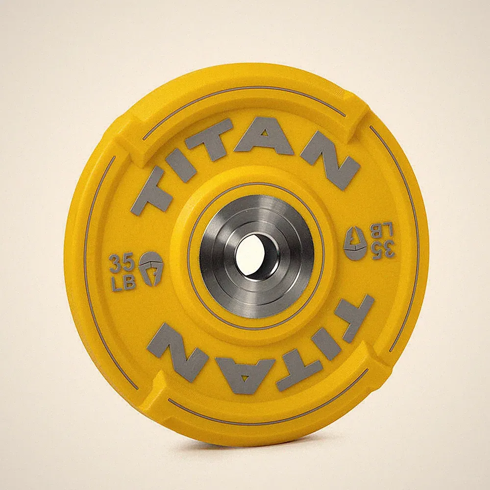 Titan Fitness 35 LB EZ-Grip Urethane Olympic Weight Plate, Single Yellow