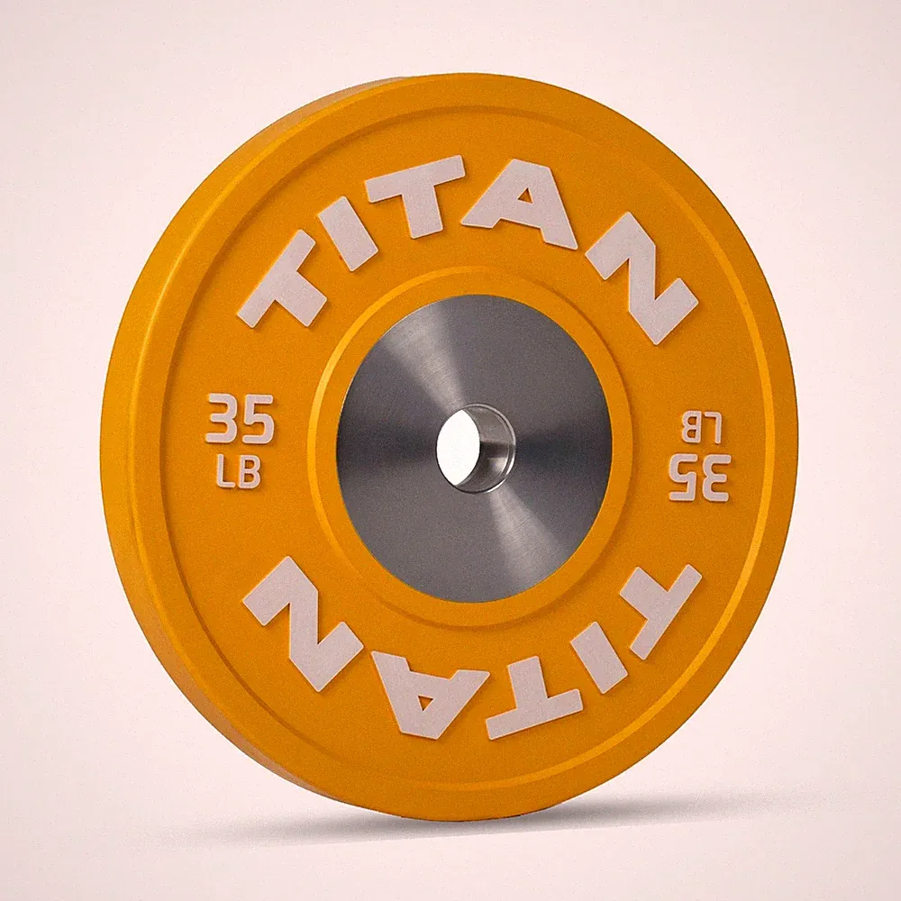 Titan Fitness 35 LB Yellow Elite Olympic Bumper Plate, Competition Weight Plates