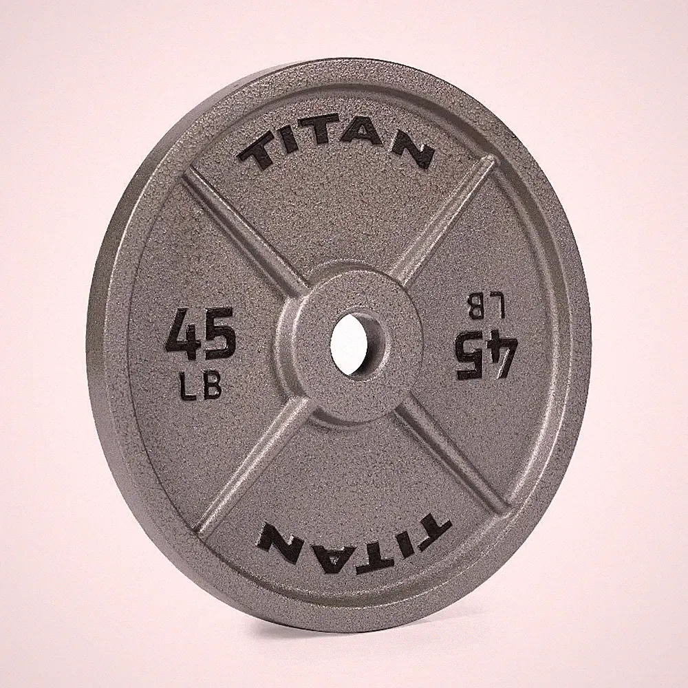 Titan Fitness 45 LB Cast Iron Olympic Plate, Sold Individually, Classic Plates
