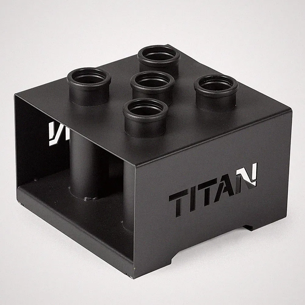 Titan Fitness 5 Barbell Holder, Vertical Olympic Sized Bar Rack, 12" x 12"