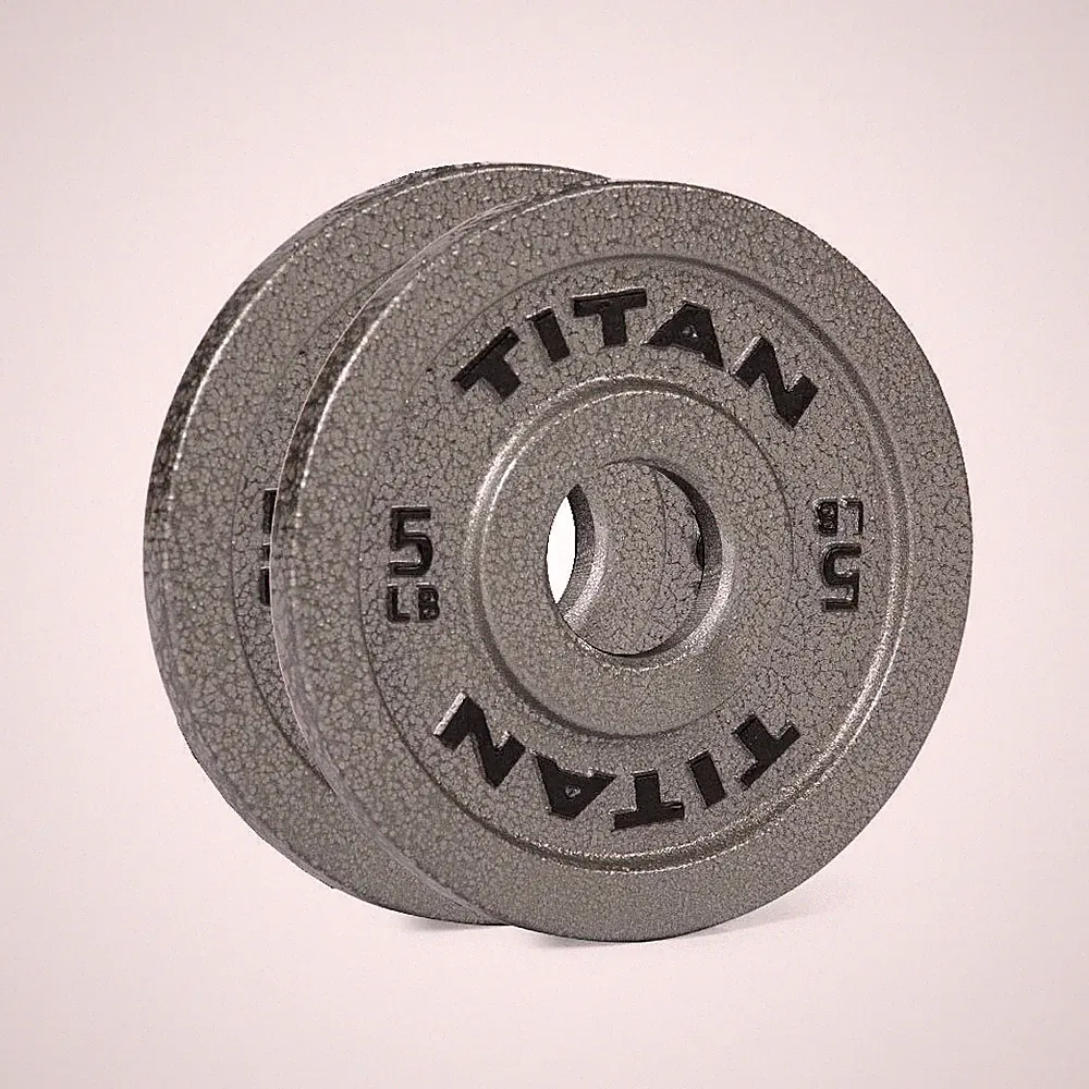 Titan Fitness 5 LB Cast Iron Olympic Plates, Sold In Pairs, Classic Weight Plate