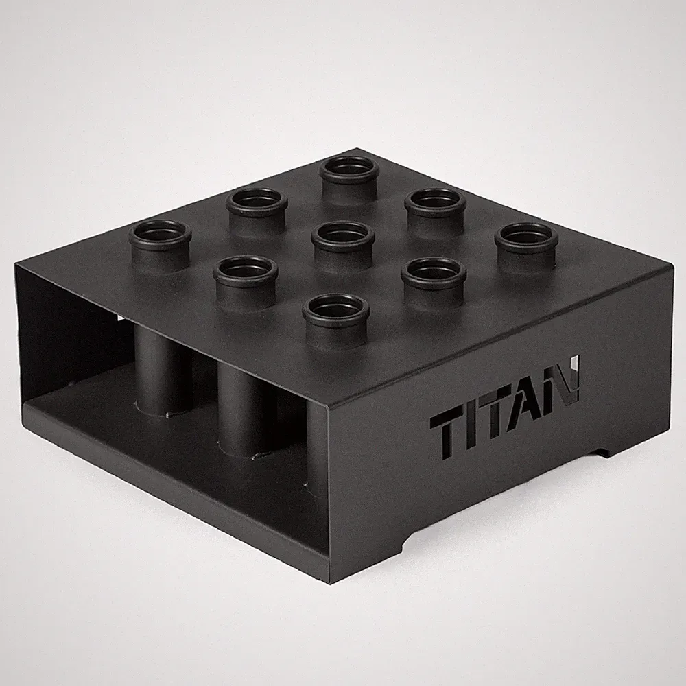 Titan Fitness 9 Barbell Holder, Vertical Olympic Sized Bar Rack, 19" x 19"