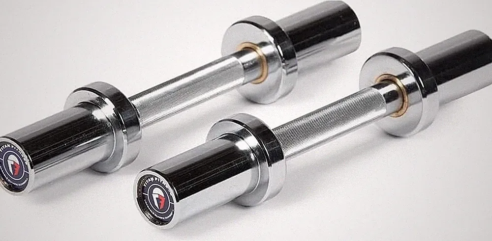 Titan Fitness Pair 15In Loadable Olympic Dumbbell Bars, 400 LB Capacity Each, Kn