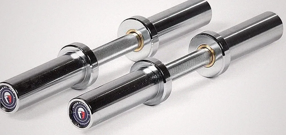 Titan Fitness Pair 20In Loadable Olympic Dumbbell Bars, 400 LB Capacity Each, Kn
