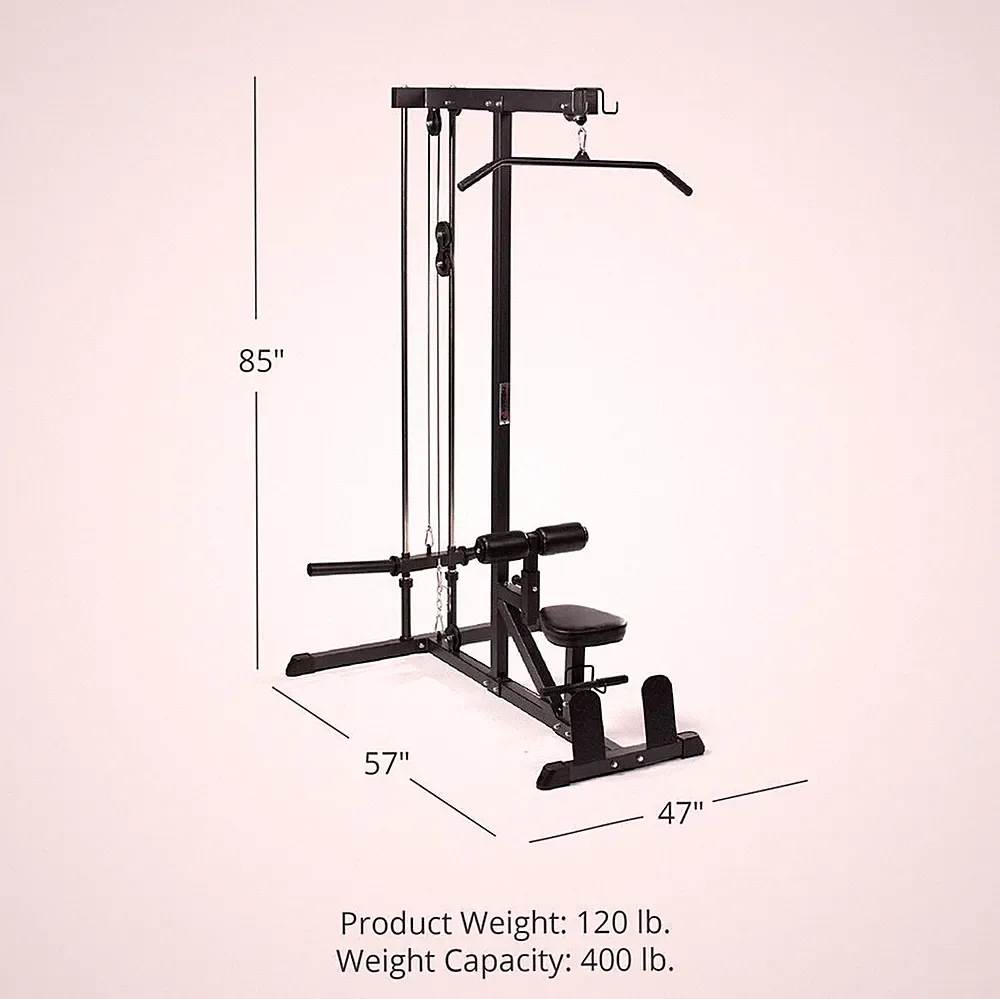 Titan Fitness Plate-Loaded Lat Tower V2 with weight plates