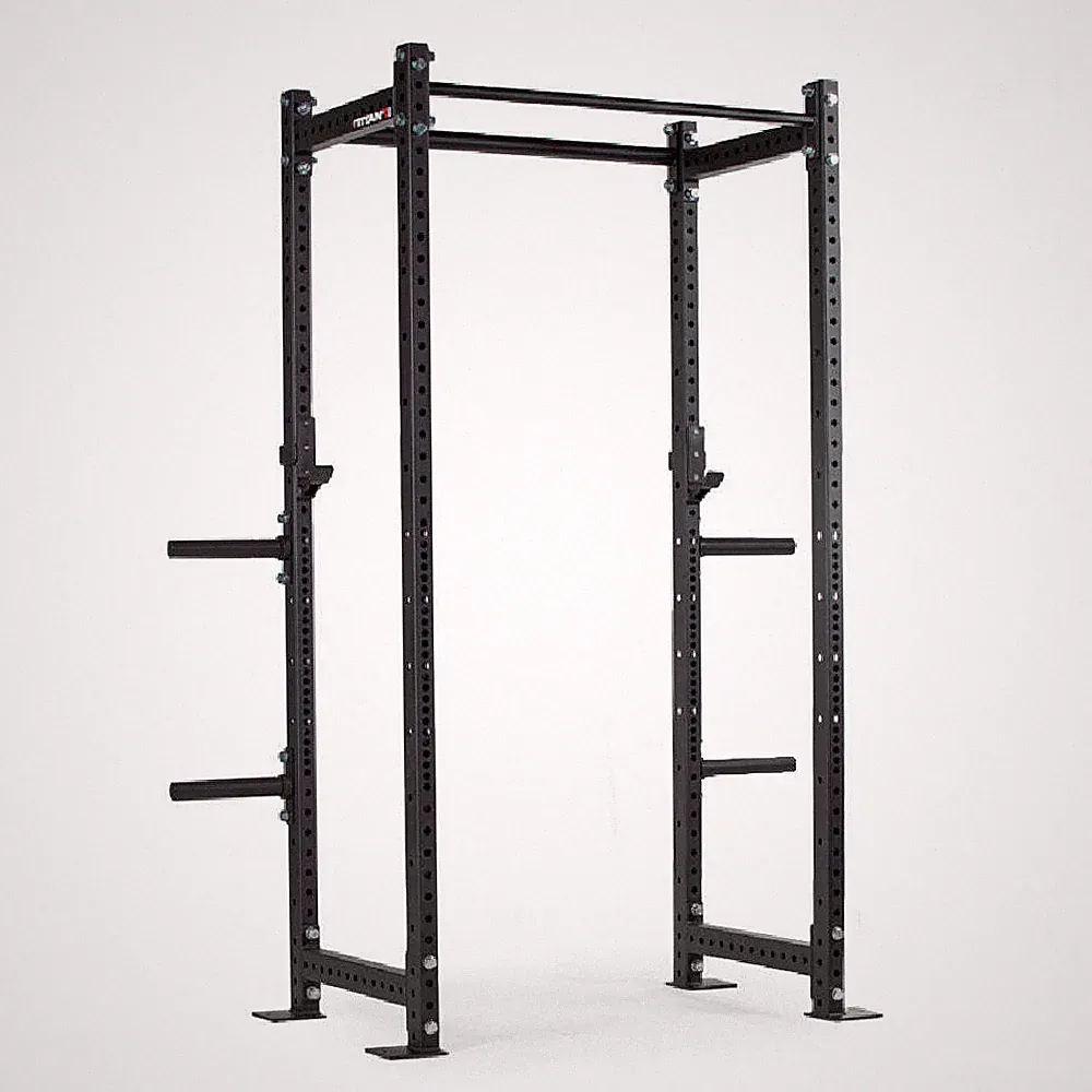 Titan Fitness T-3 Series Black Short Power Rack, 24in Depth, Weight Plate Holder