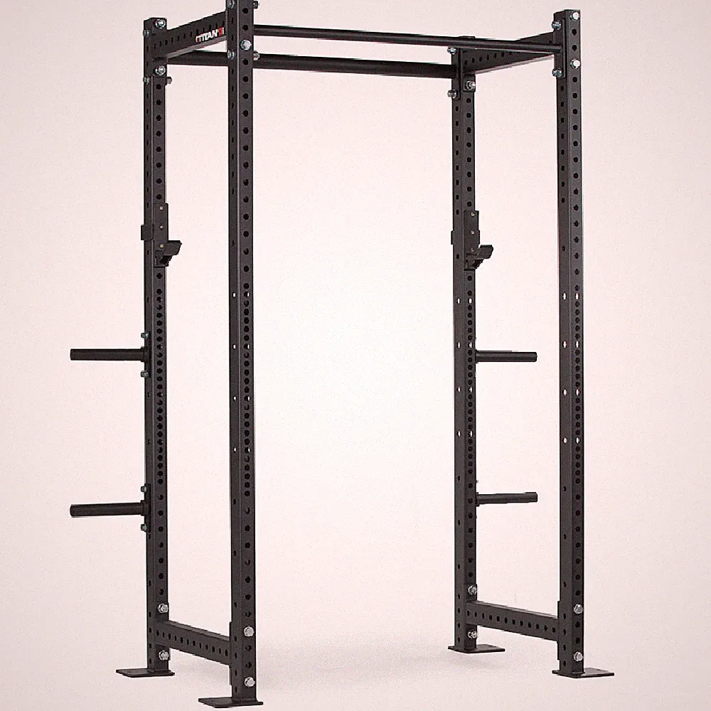 Titan Fitness T-3 Series Black Tall Power Rack, 24in Depth, Weight Plate Holders