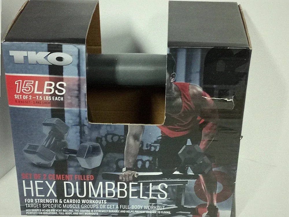 TKO 15 Lb Dumbbell Set (7.5 LBS X 2) HEX DUMBBELLS For Strengh & Cross training