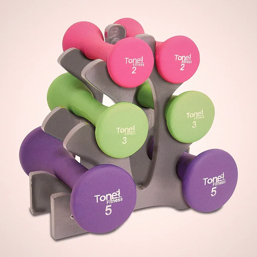 Tone Fitness 20 - Pound Hourglass Dumbbell Weight Set 20 Pound, Multicolor