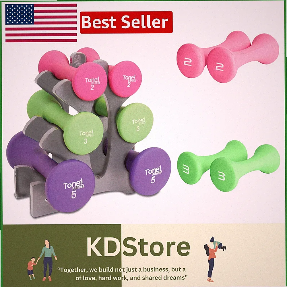 Tone Fitness 20lb Hourglass Dumbbell Set – 3 Pairs with Storage Rack