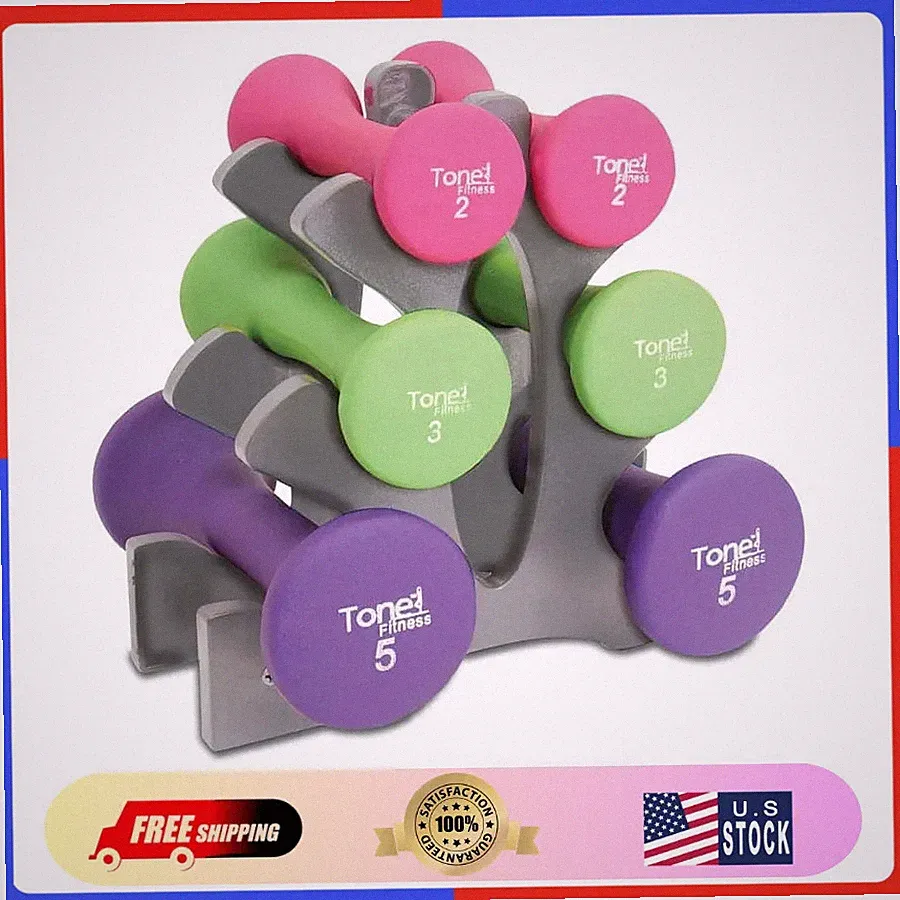 Tone Fitness 20lb Neoprene Dumbbell Set with A Frame Rack