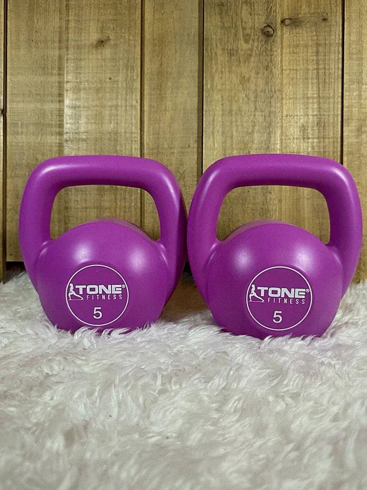 Tone Fitness Kettlebell 5 Lbs Each Lot Of 2 Exercise Weights Workout Magenta