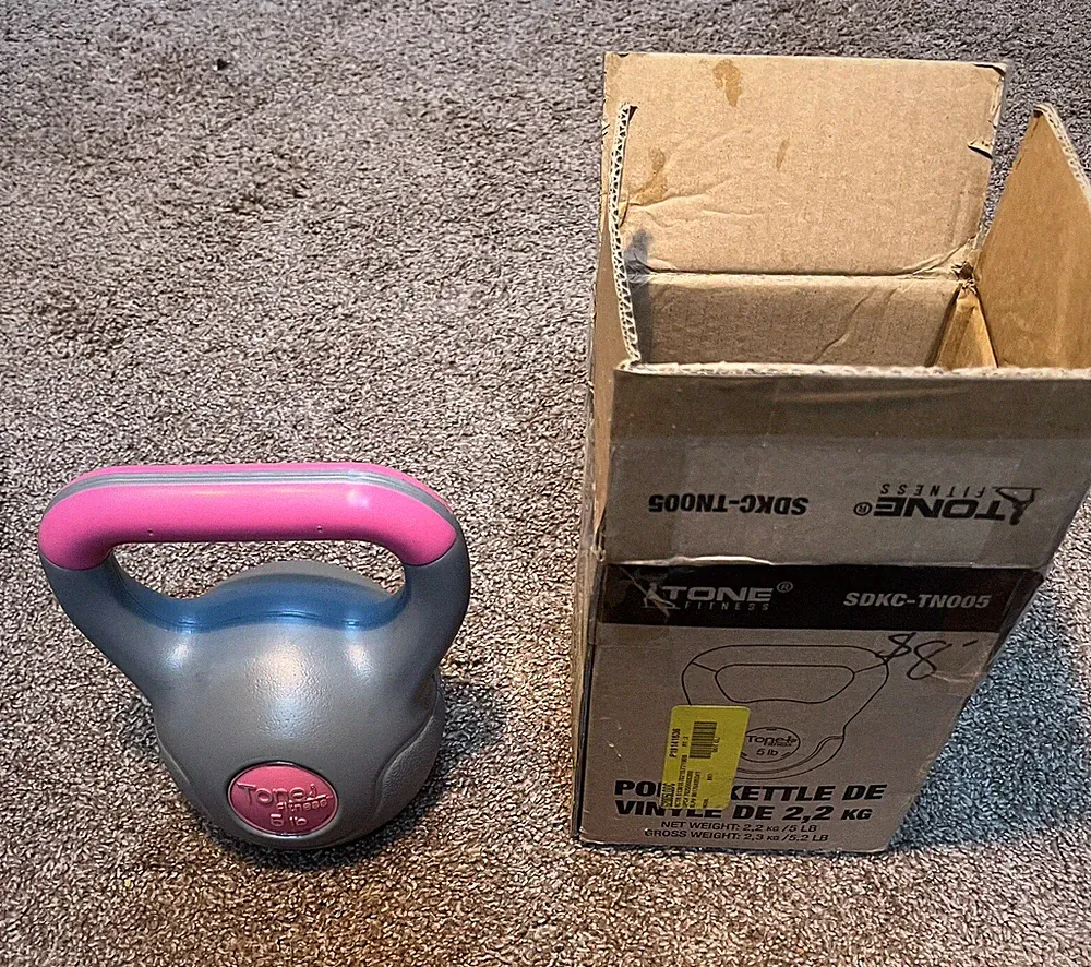 Tone Fitness Kettlebell 5lb pink and grey CrossFit Yoga Weight Sports Brand New