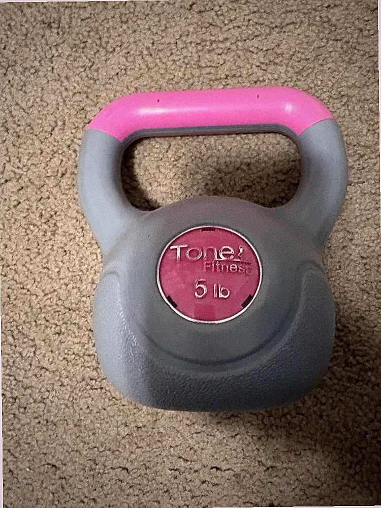 Tone Fitness Kettlebell 5lb pink and grey CrossFit Yoga Weight Sports Used
