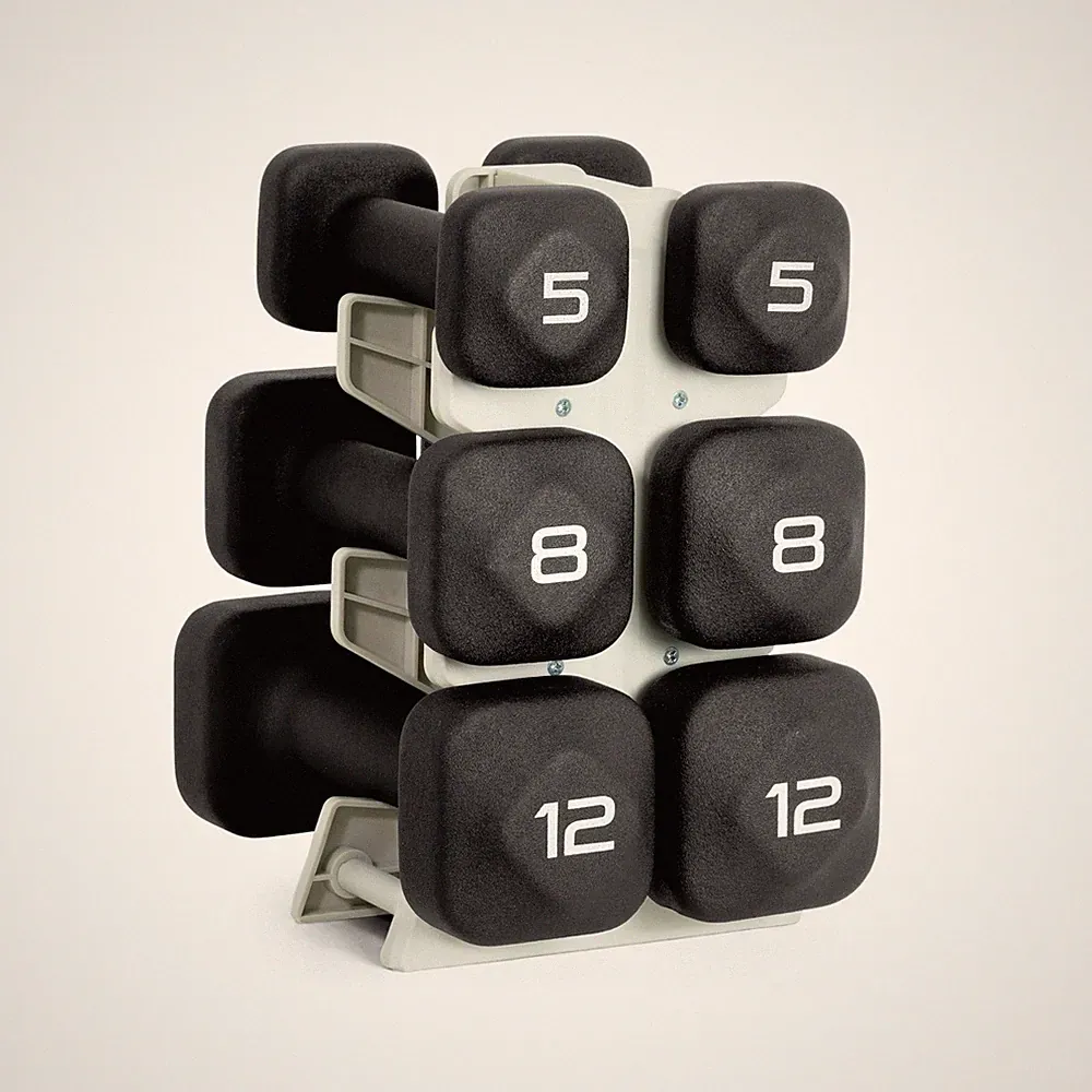 Tone Fitness Neoprene Dumbbell Set with Storage Rack 50 lb Non-Slip, Anti-Roll