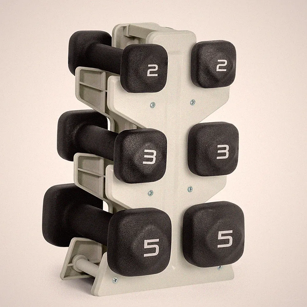 Tone Fitness Neoprene Dumbbell Set with Storage Rack – Non-Slip, Anti-Roll
