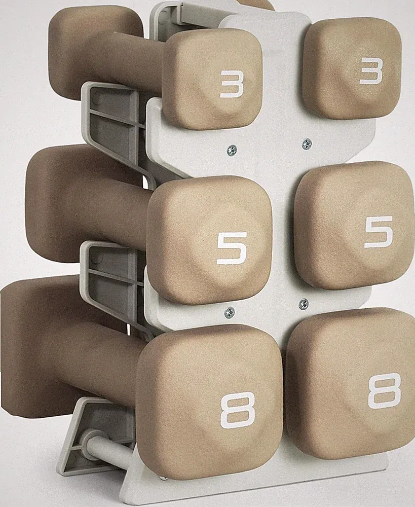 Tone Fitness Neoprene Dumbbell Set with Storage Rack – Non-Slip, Anti-Roll Hand
