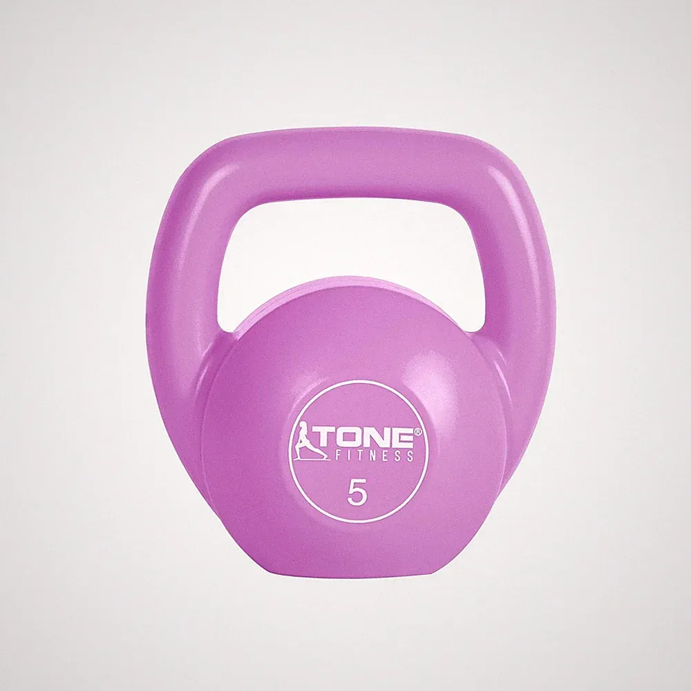Tone Fitness Vinyl Kettlebell, 5-Pound, Pink 5.0 Pounds, Pink- 5 Pound - NEW