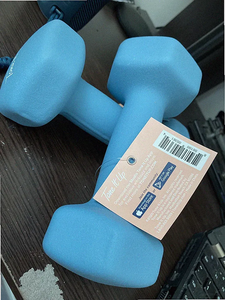 Tone It Up Neoprene Hex Hand Weight Dumbell 5lb. Blue (Lot 2 Total Set 10 Pond )