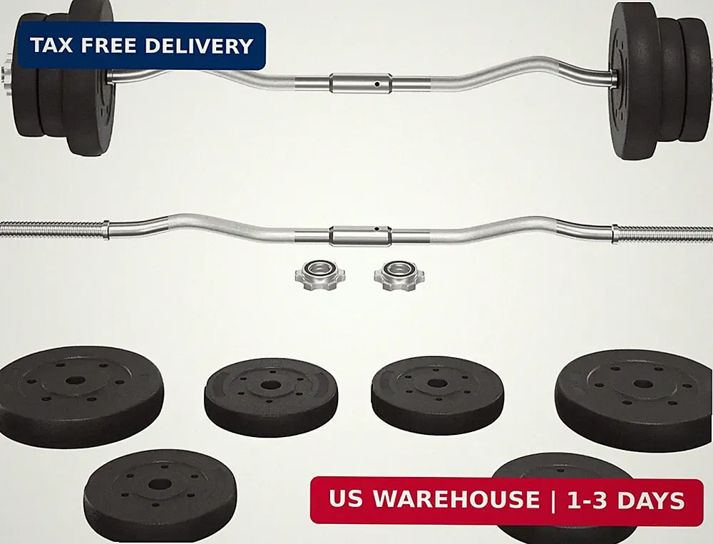 Topeakmart Curl Olympic Barbell Set Lifting Exercise Curl Bar Adjustable Olympic