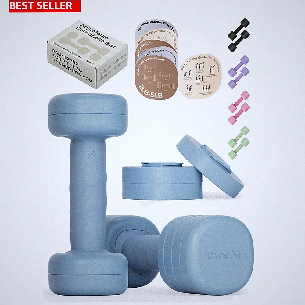 Transform Your Fitness: Kure.fit 2-5LB Adjustable Dumbbell Set with Grip Comfort