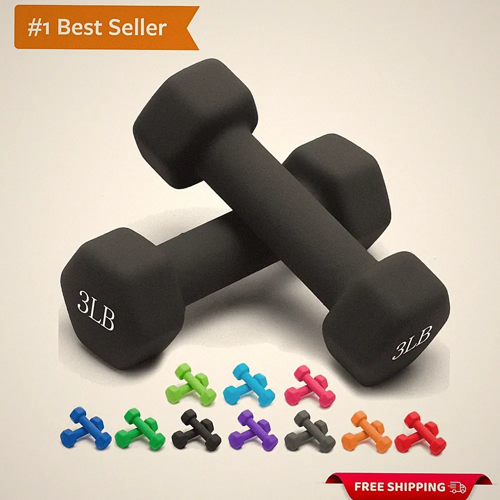 Travel-Friendly Neoprene Dumbbell Set - 1-15 LB Anti-Slip Weights for Fitness