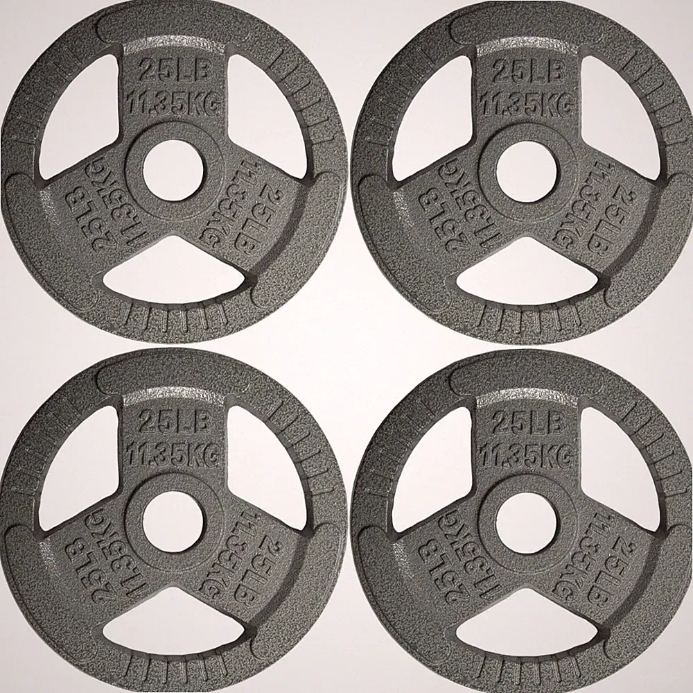 Tri-Grip Handles Cast Iron Olympic Weight Plates, 2-Inch Weight Plates for