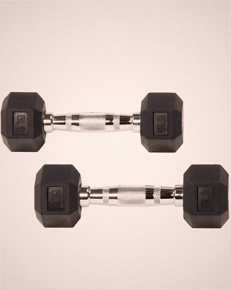 Tru Grit 5Lb Rubber Hex Dumbbell Pair