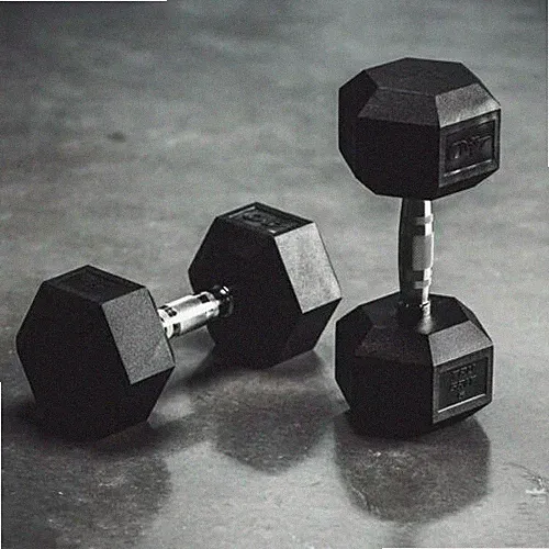 Tru Grit Fitness 5lb Black Rubber Hex Dumbbell 1PAİR