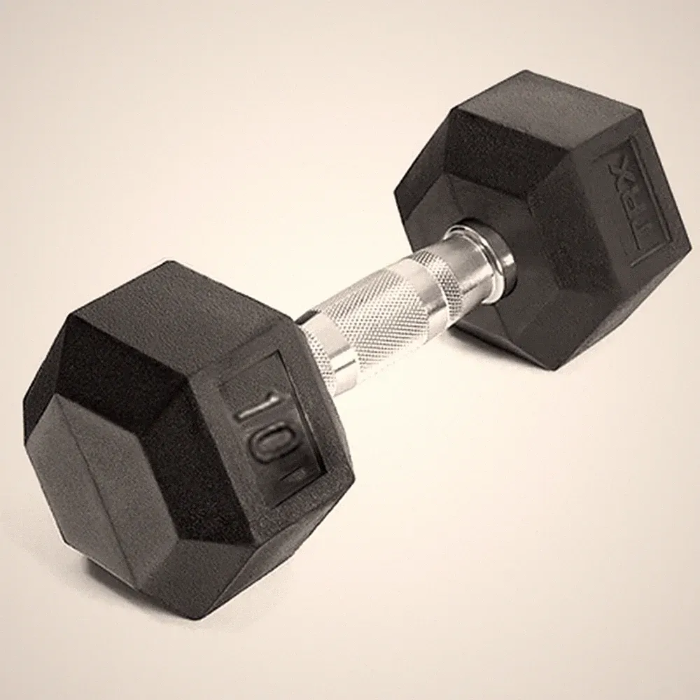 TRX Hex Rubber 10 Pound Dumbbell Weight Strength Training Workout Equipment