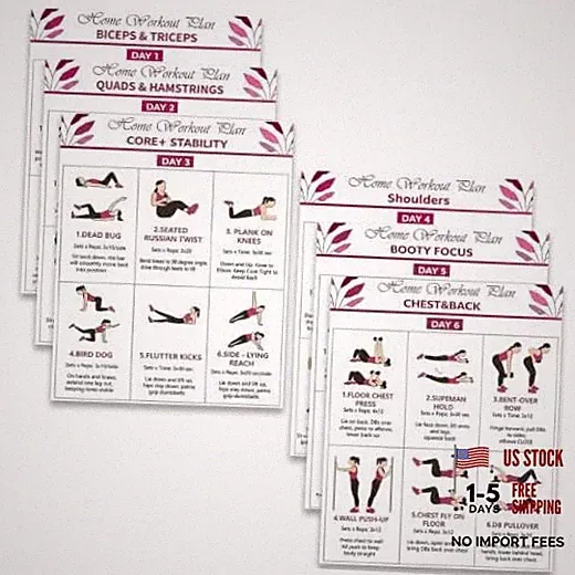 TUYUU 6 Pack Dumbbell Workout Posters for Beginners, Home Workout Plan
