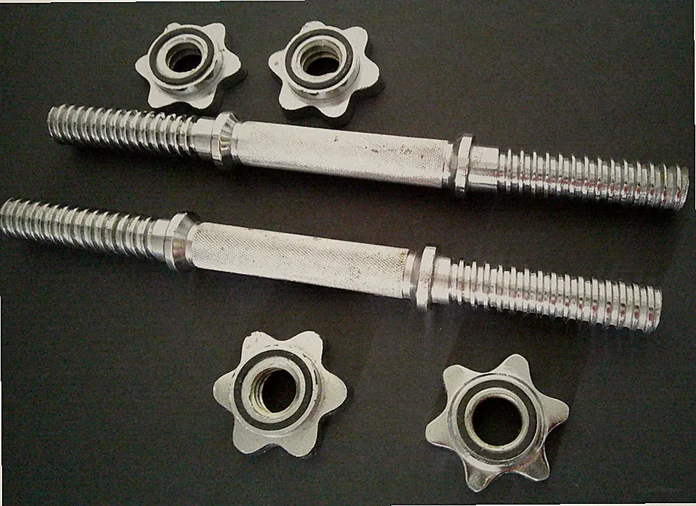 TWO Adjustable Chrome Dumbbells - Threaded - 14 x 1 inch - with Original Collars