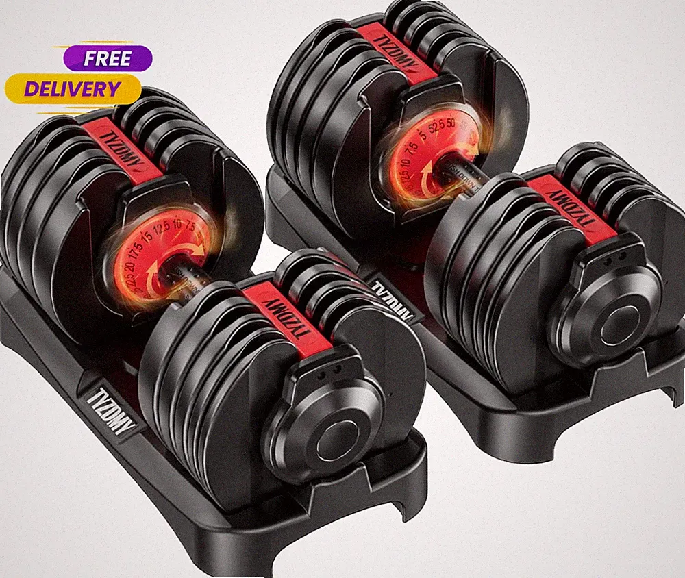 TYZDMY Adjustable Dumbbells Set of 2，Free Weights Large, Black 52.5 lb. Pair