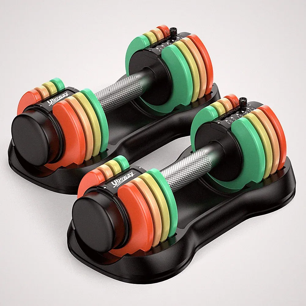 Uboway Adjustable Dumbbell Set: Pair Dumbbells 2.5/5/7.5/10/12.5 lbs with Fast