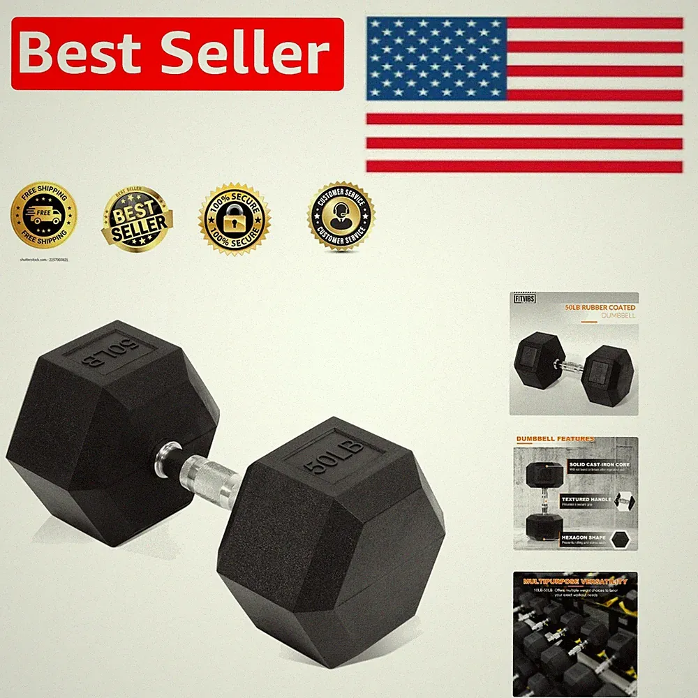 Ultimate 50LB Hex Dumbbell - Rust Resistant, Non-Slip, and Versatile for Fitness